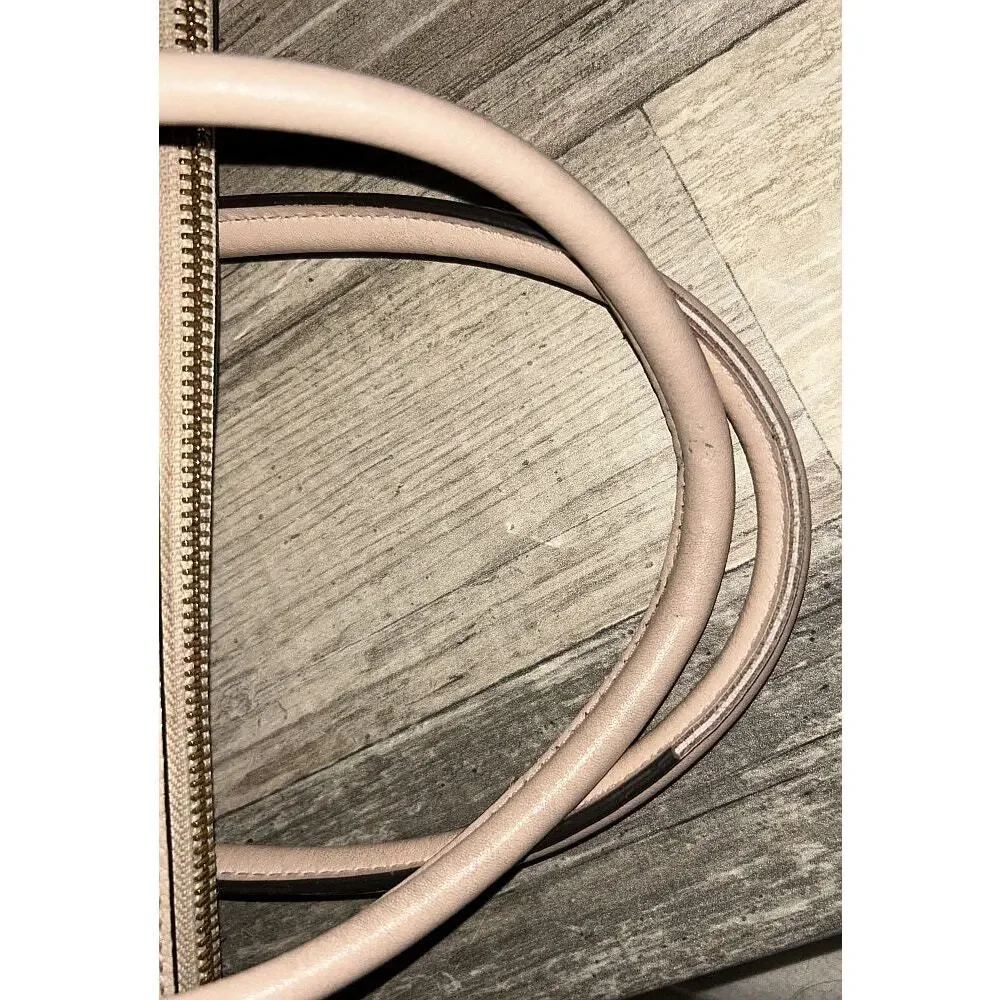 Michael Kors Mercer Large Pebbled Leather Light Pink Belted Satchel